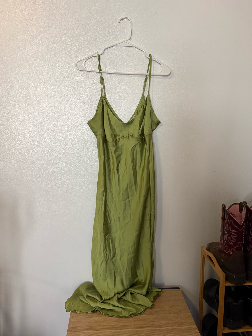 Free People Green Silk Slip Dress